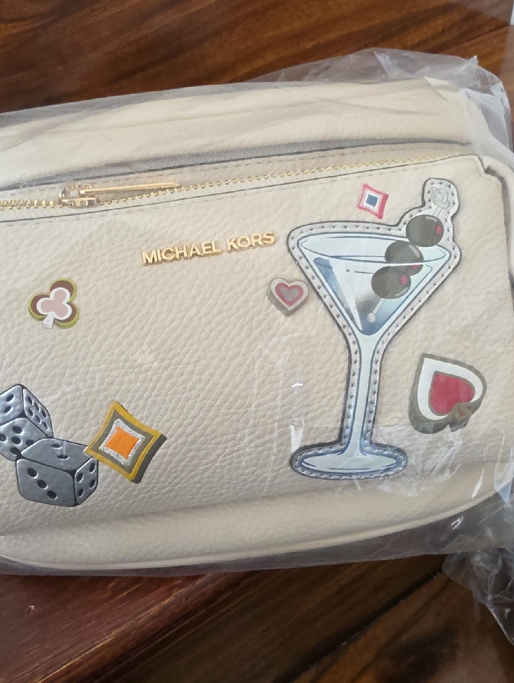 Michael Kors Beige/Cream Slater Embellished Crossbody with Stickers - Picture 2 of 10